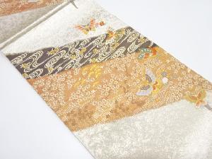 蝶に流水・桜模様織り出し袋帯